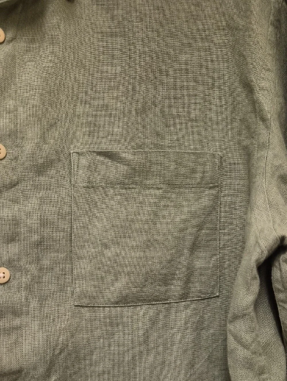 Alex Crane Men’s Sage Green Button-Down Linen Shirt Size L